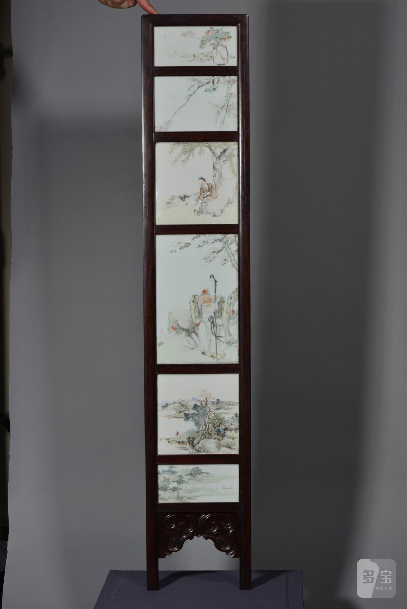 清光绪 任焕章浅绛彩山水人物花鸟八条屏 - 图15
